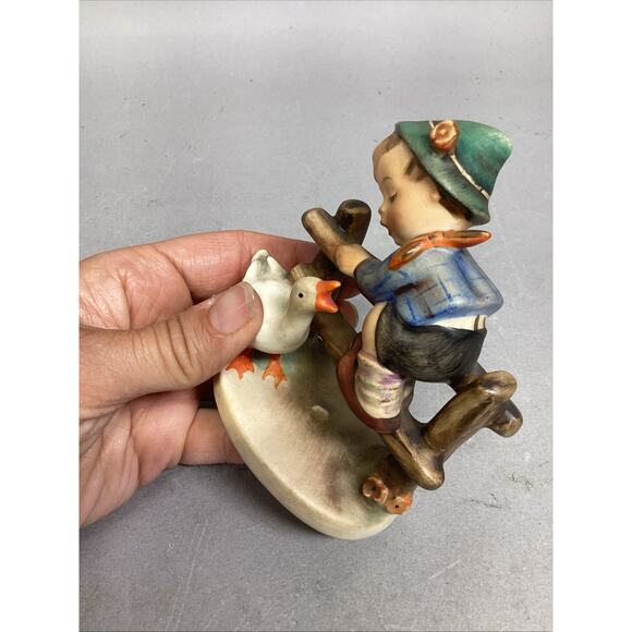 VTG Hummel Goebel Boy on Fence Duck Barnyard Figurine Western Germany - Picture 9 of 11